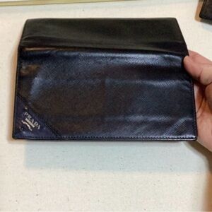 Prada long wallet black blue